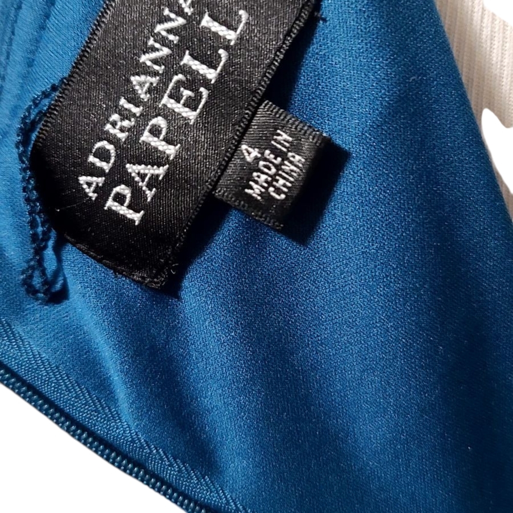 Adrianna Papell Deep Teal Blue Ribbed Bodycon Midi Dress - Picture 5 of 5